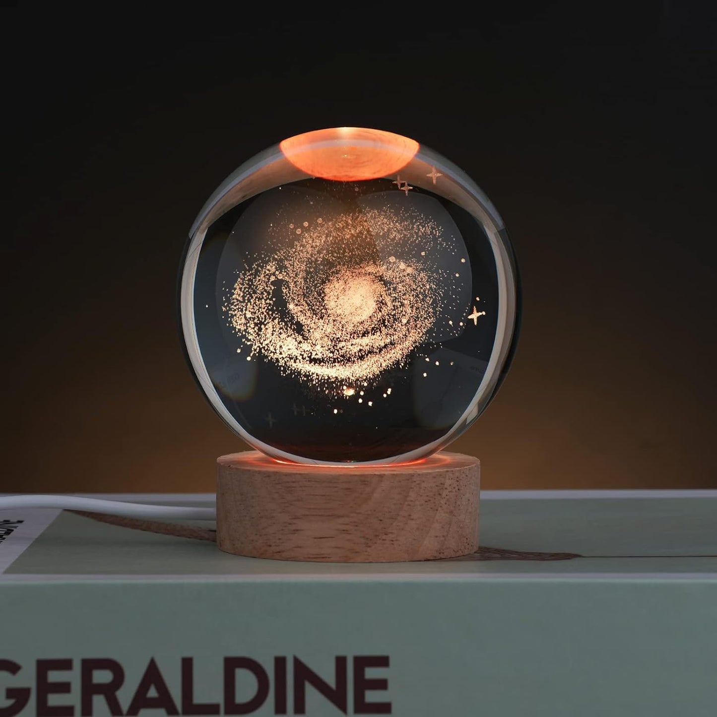 ShopTrend™ 3D Galaxy Globe Crystal Lamp – LED Galaxy Lamp with Laser-Engraved Stars & Wooden Base | Cosmic Night Light & Home Décor Gift
