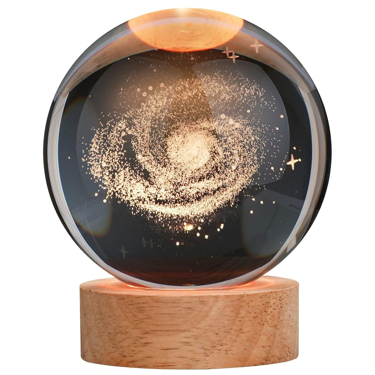 ShopTrend™ 3D Galaxy Globe Crystal Lamp – LED Galaxy Lamp with Laser-Engraved Stars & Wooden Base | Cosmic Night Light & Home Décor Gift