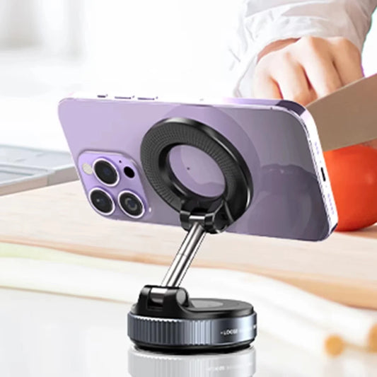 Magnetic car phone holder with strong vacuum suction